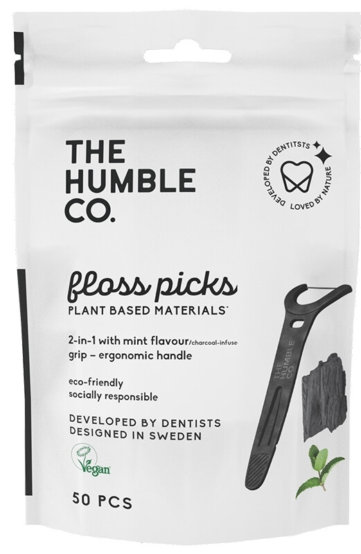 Humble Natural floss picks-grip handle charcoal